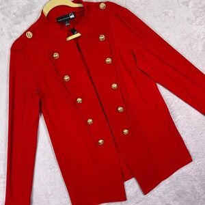 Antthony Women Jacket Set M Red Military Gold Button Blazer Tank 2pc 13347
